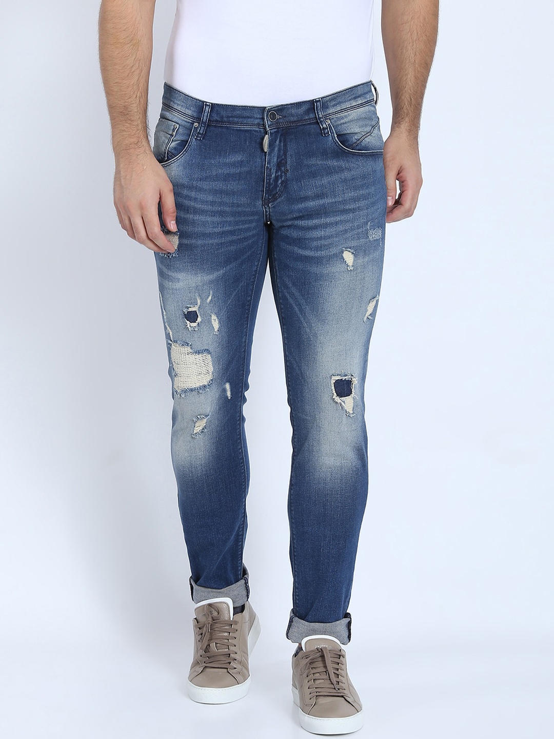 

Antony Morato Men Blue Slim Fit Mildly Distressed Heavy Fade Jeans