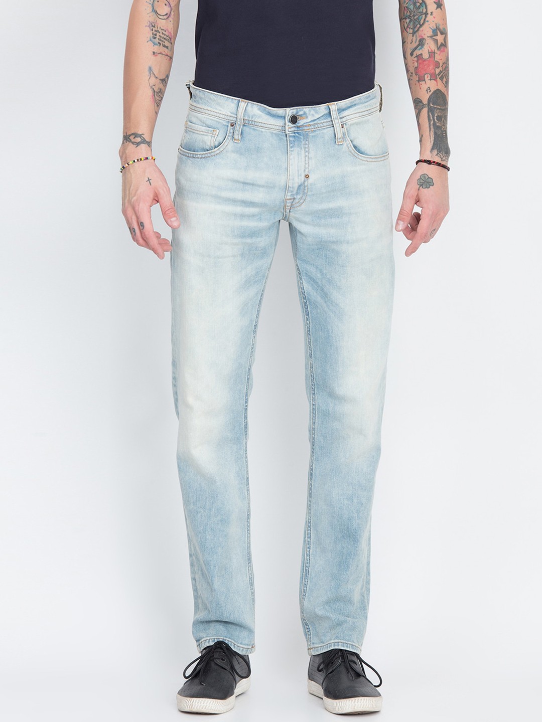 

Antony Morato Men Blue Slim Fit Mildly Distressed Heavy Fade Jeans