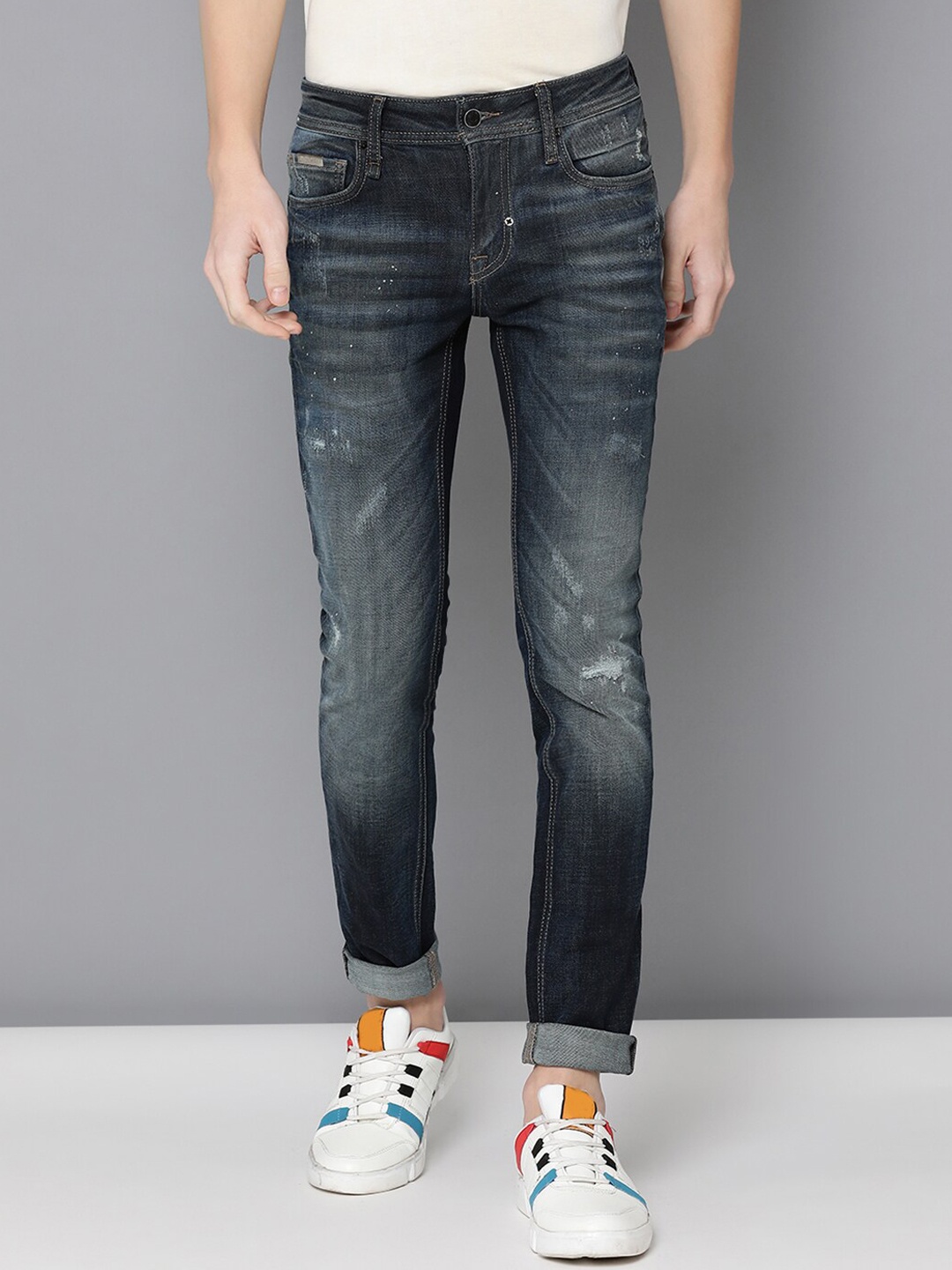 

Antony Morato Men Blue Slim Fit Mildly Distressed Heavy Fade Jeans