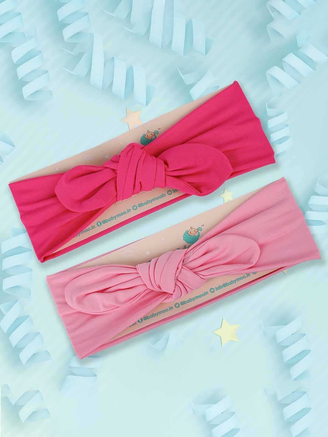 

Baby Moo Infant Girls Set Of 2 Pink Solid Bow Knot Headbands