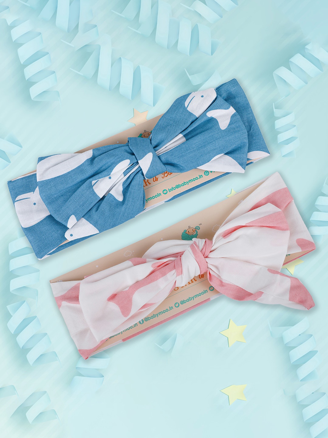 

Baby Moo Girls Blue & Pink Pack Of 2 Bandana Headbands