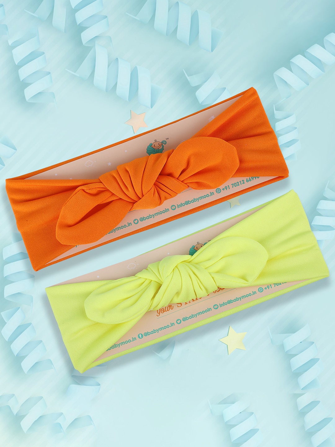 

Baby Moo Infant Girls Set Of 2 Solid Bow Knot Headbands, Yellow