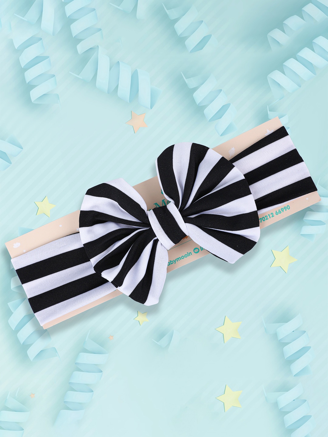 

Baby Moo Infants Girls Black & White Striped Headbands