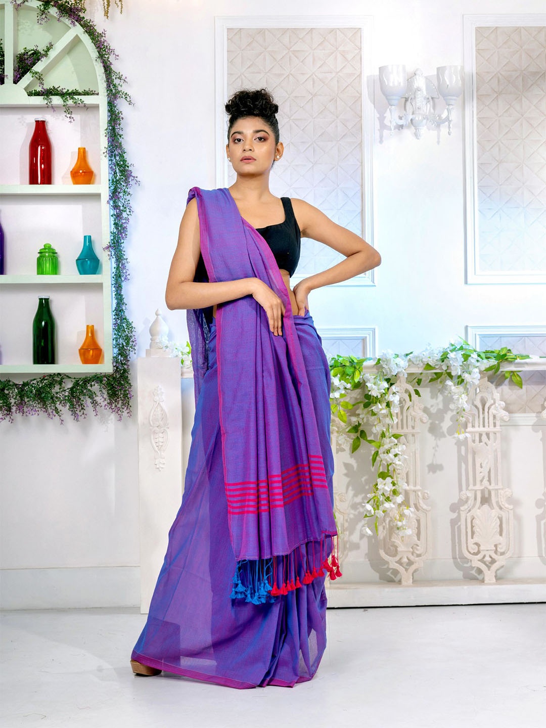 

Charukriti Women Violet Sarees