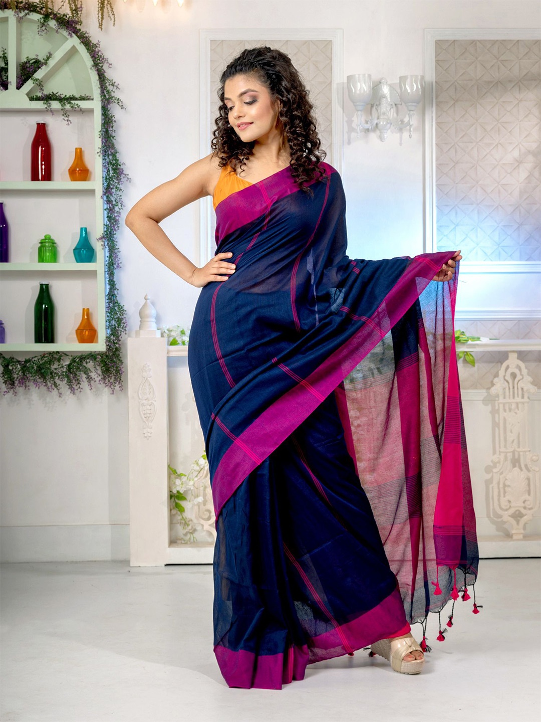 

Charukriti Women Blue Sarees