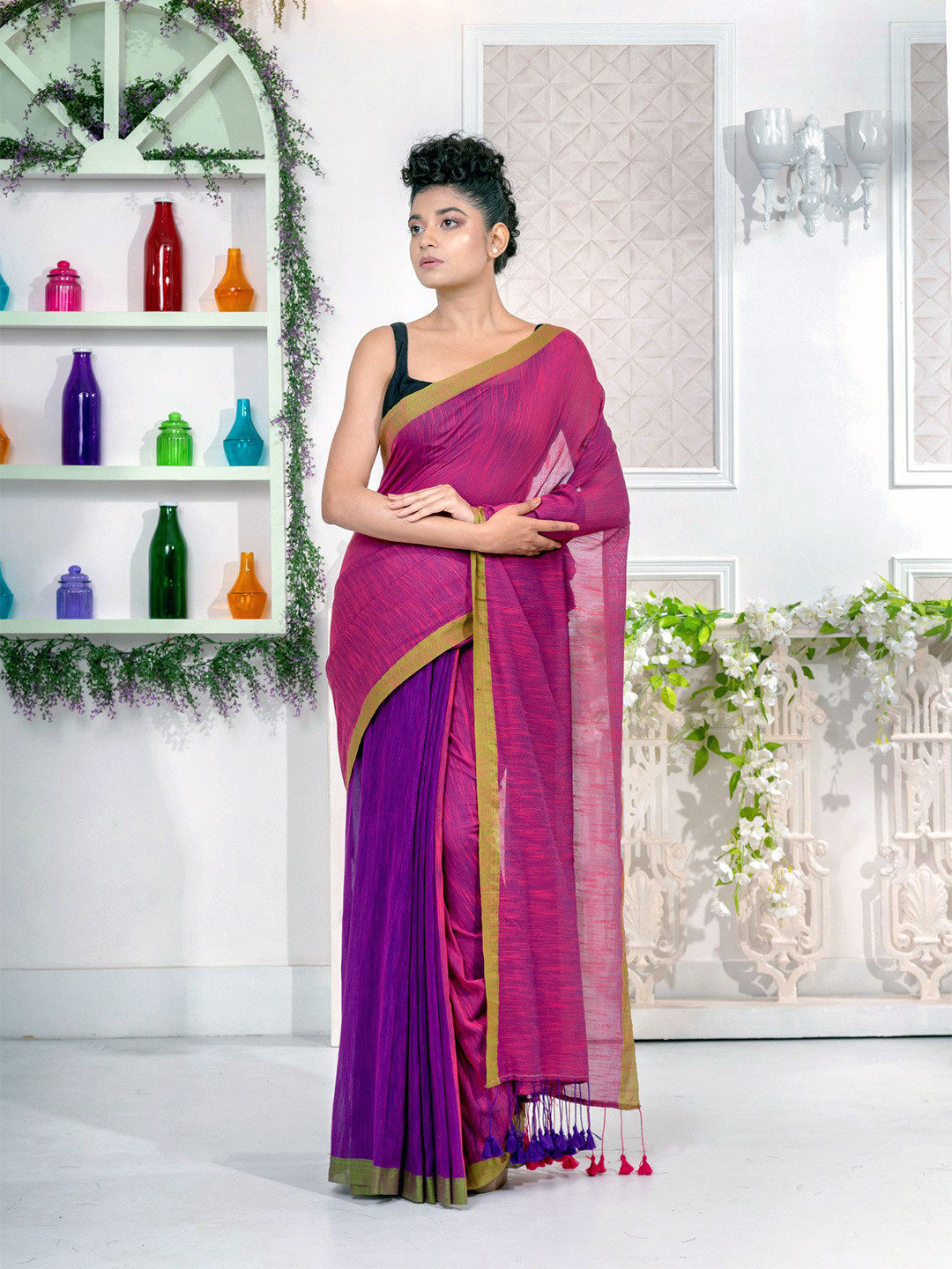 

Charukriti Women Magenta Sarees