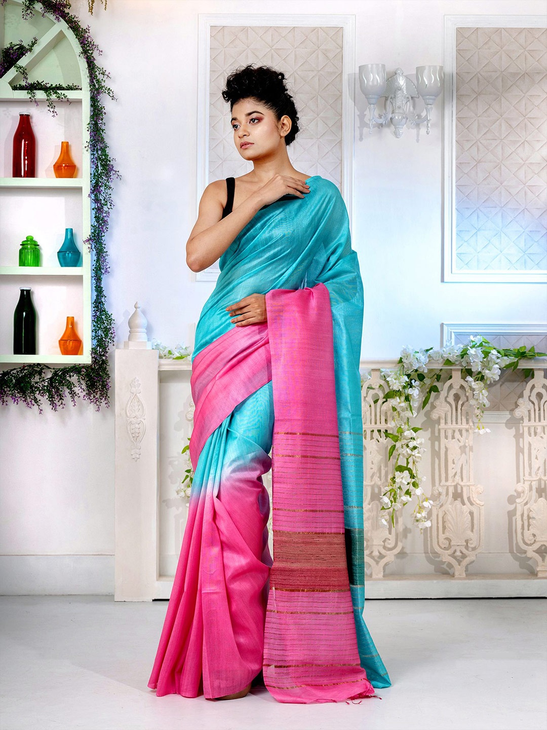 

Charukriti Women Blue Sarees