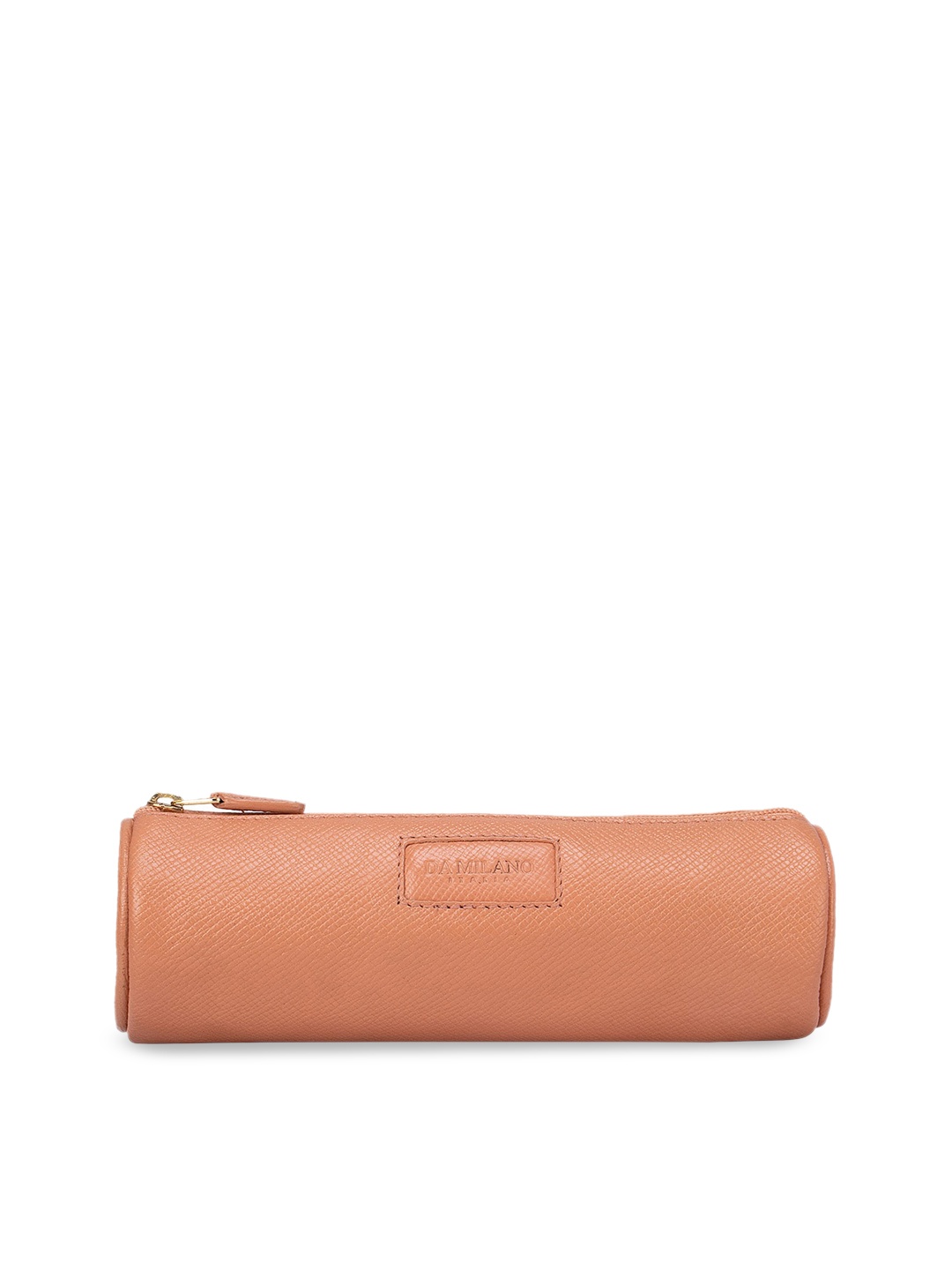 

Da Milano Unisex Peach-Coloured Textured Leather Travel Pouch