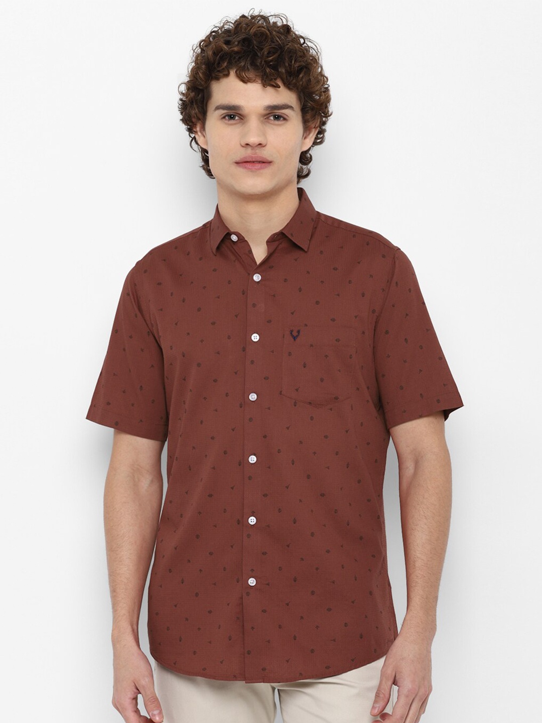 

Allen Solly Men Brown Slim Fit Printed Pure Cotton Casual Shirt