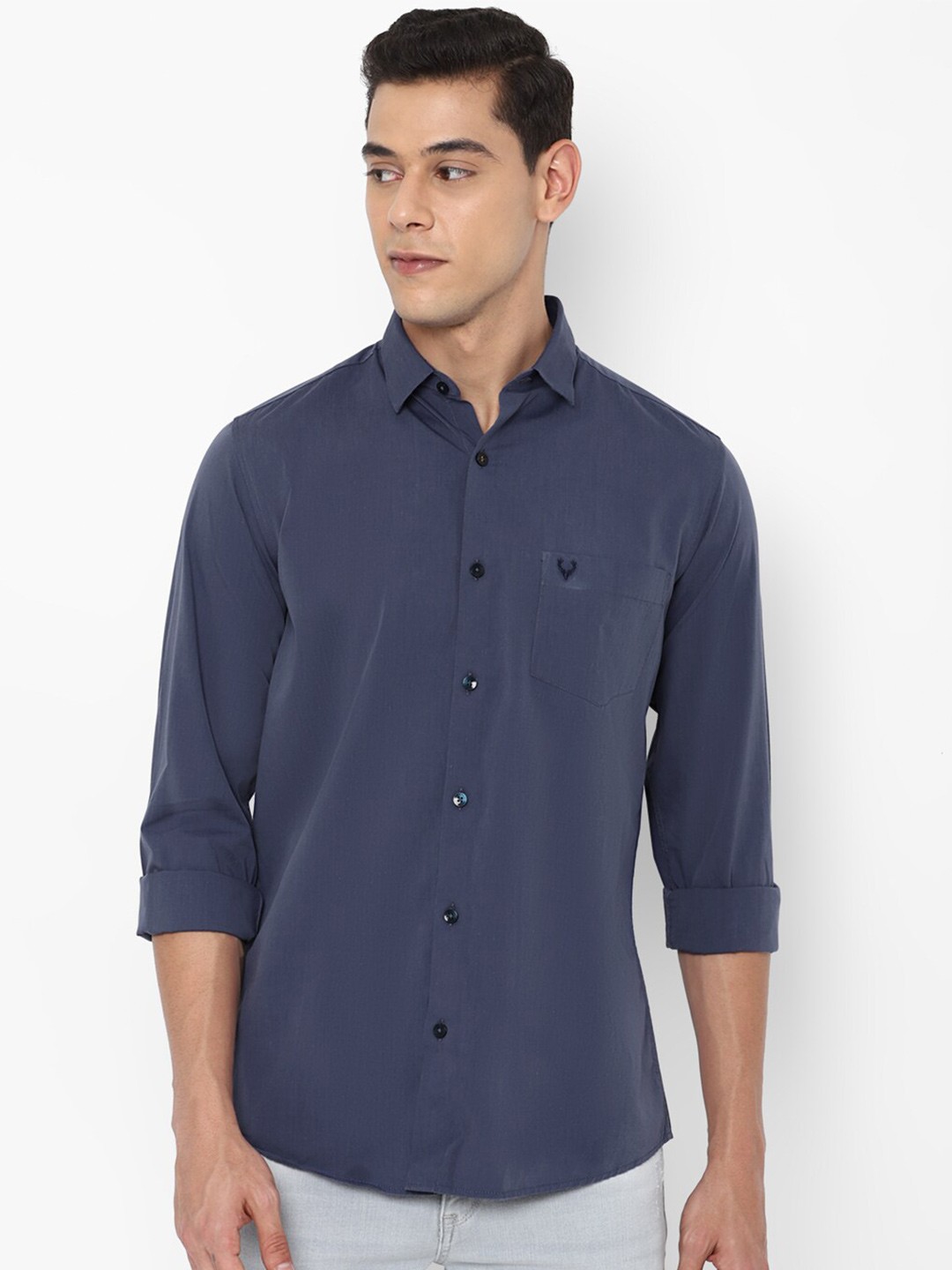 

Allen Solly Men Navy Blue Slim Fit Casual Shirt
