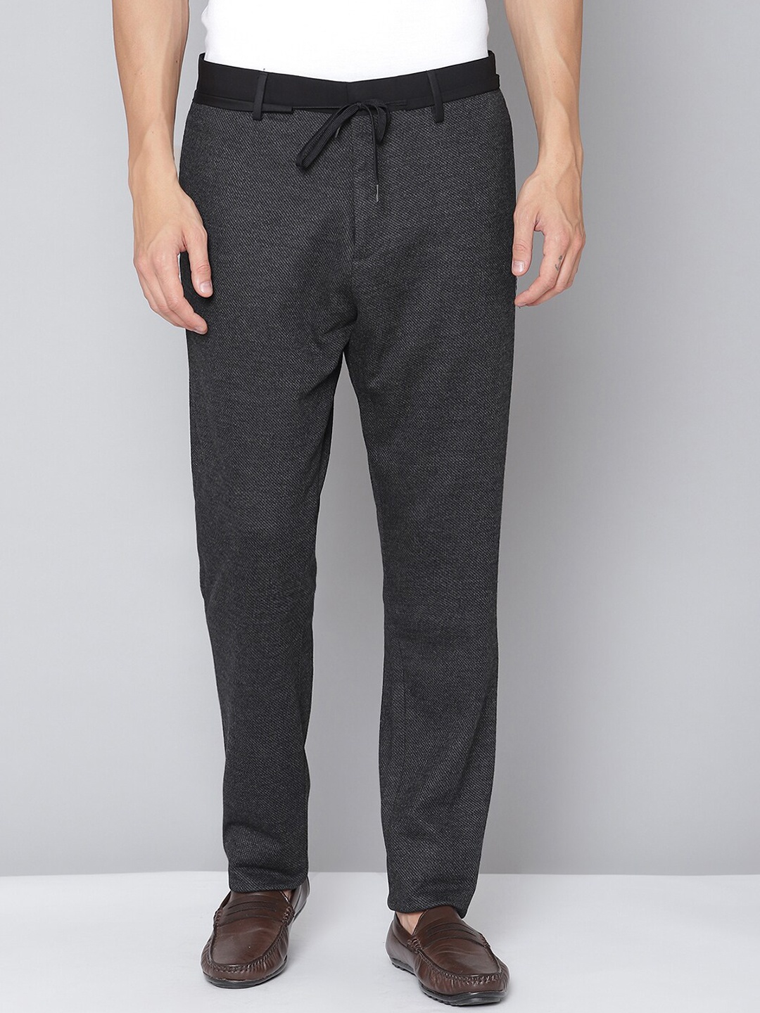 

Antony Morato Men Charcoal Cotton Slim Fit Trousers