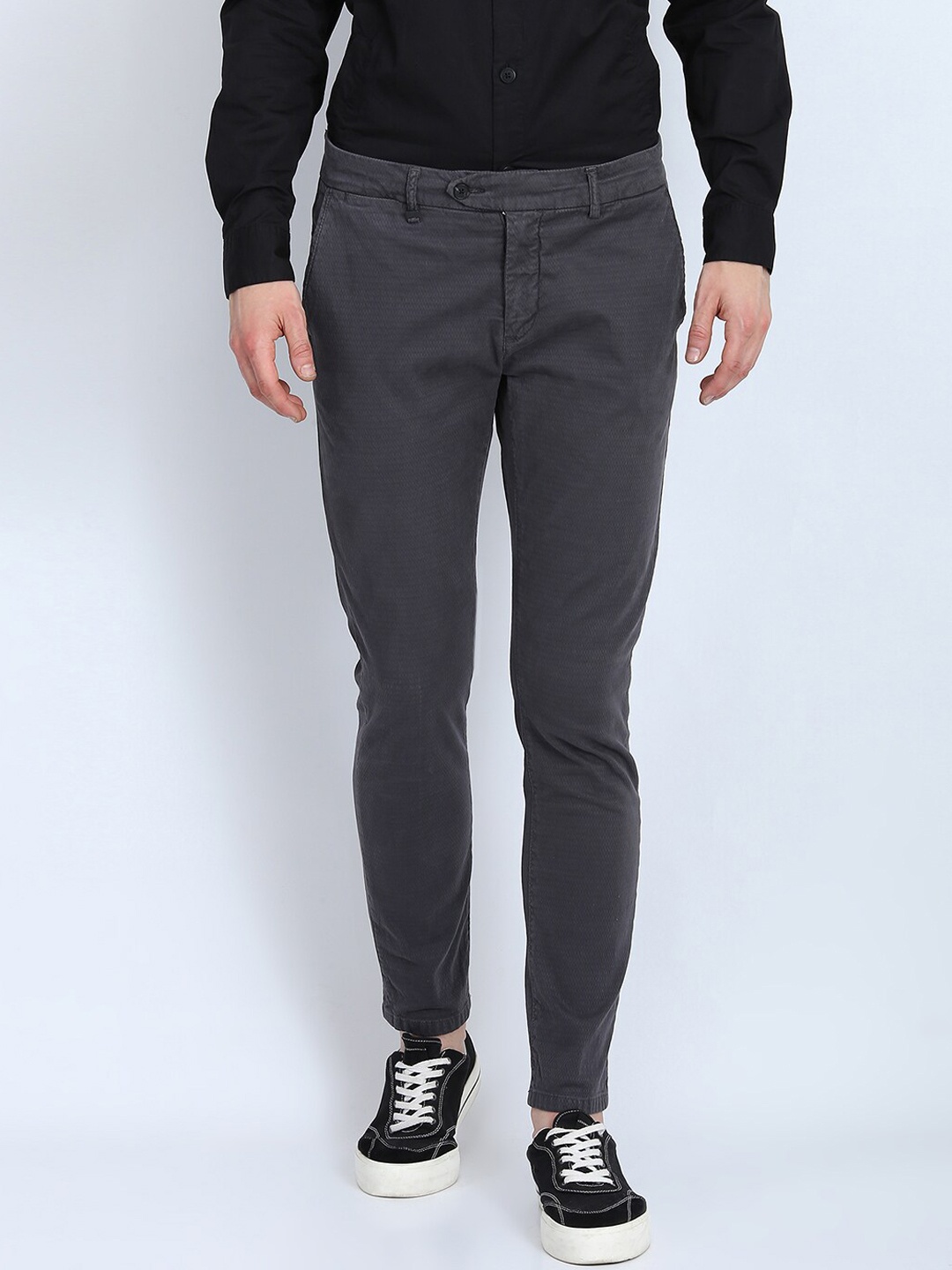 

Antony Morato Men Grey Melange Skinny Fit Chinos Trousers