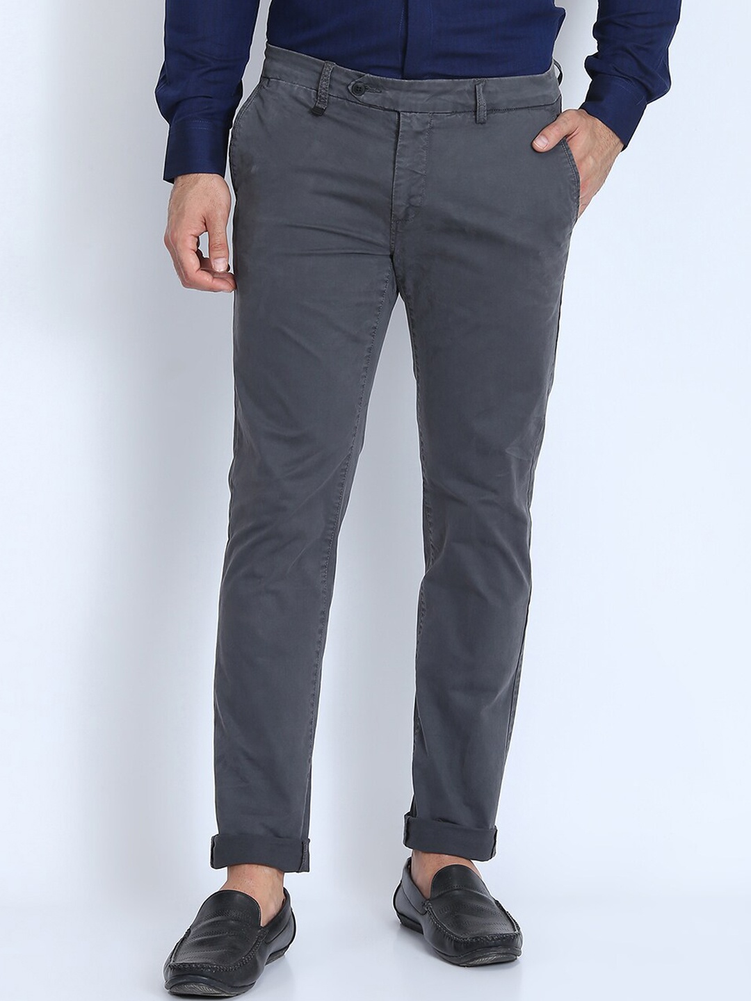 

Antony Morato Men Grey Melange Skinny Fit Chinos Trousers