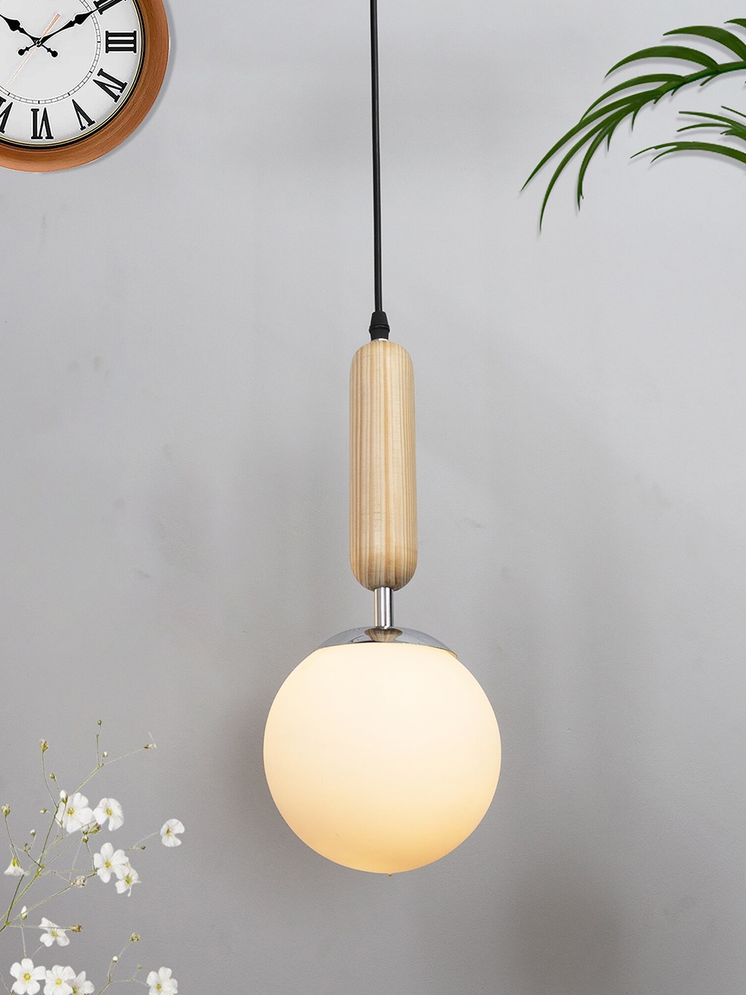 

Homesake Beige Solid Wood Bullet Ceiling Lamp