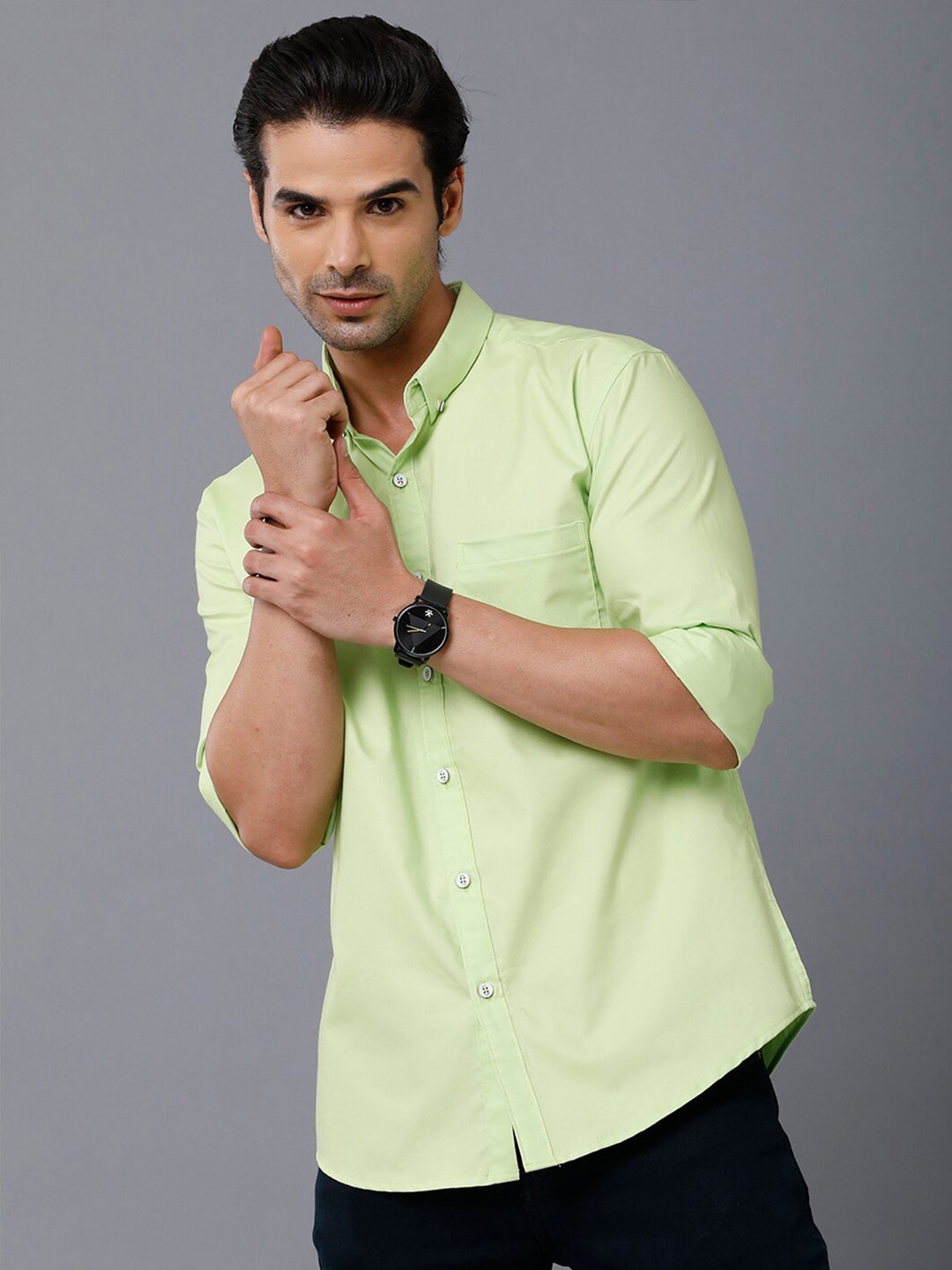 

YOVISH Men Green Smart Slim Fit Formal Shirt
