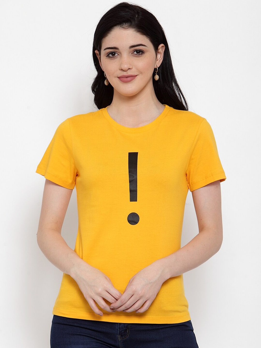 

DOOR74 Women Orange Typography Printed T-shirt