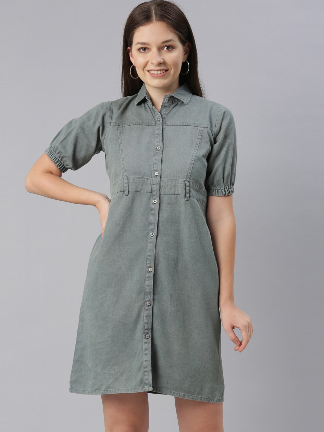 

ZHEIA Green Shirt Dress