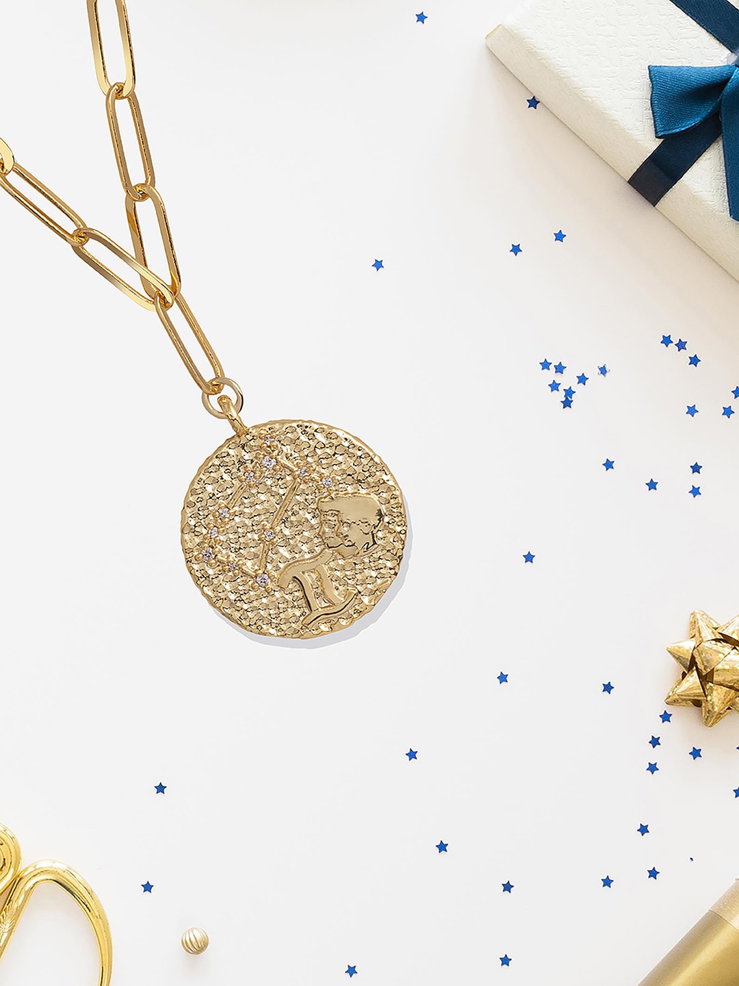 

MNSH Women Gold-Toned Brass Gold-Plated Gemini Neckchain