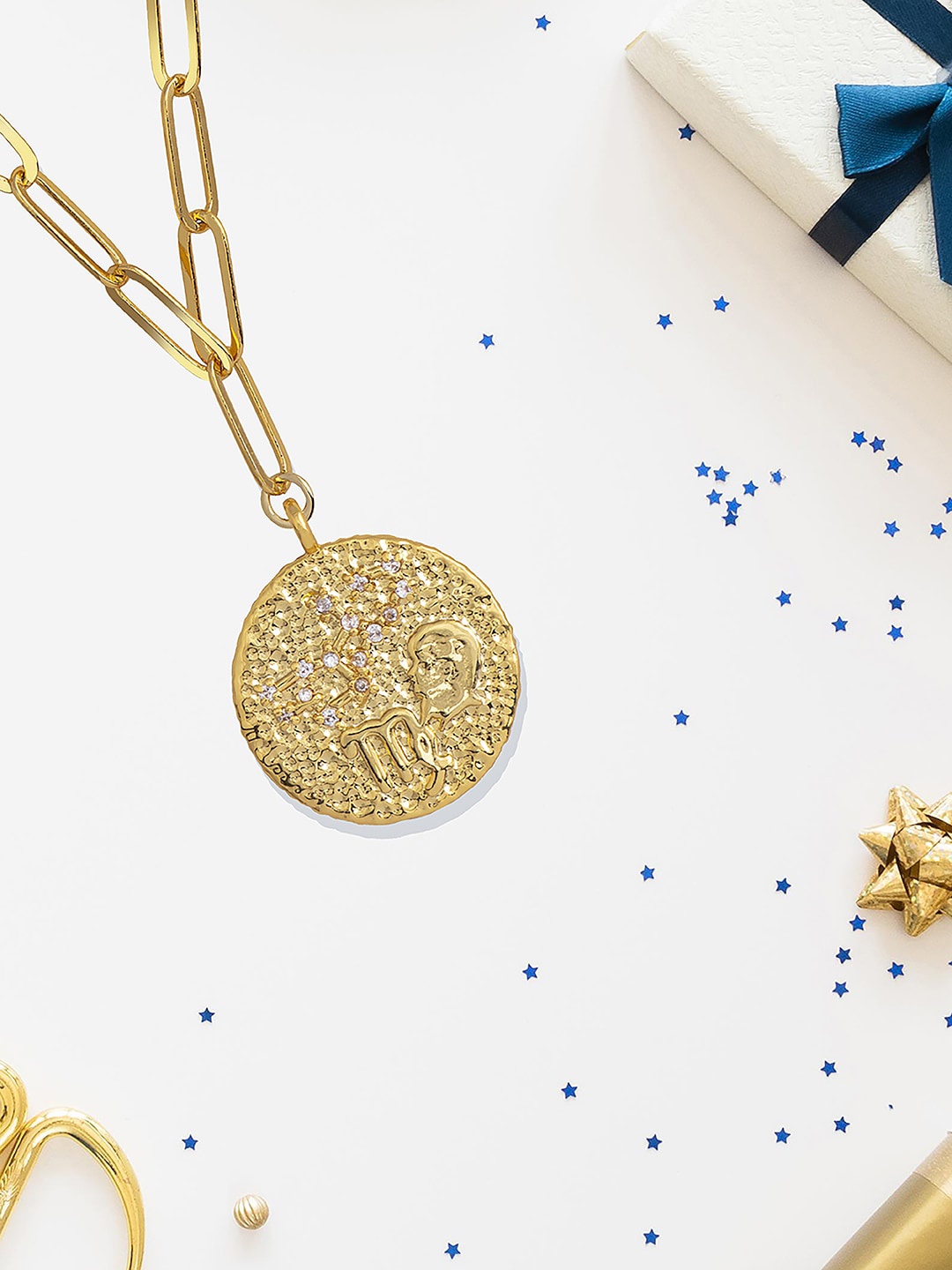 

MNSH Gold-Plated & White Studdded Necklace