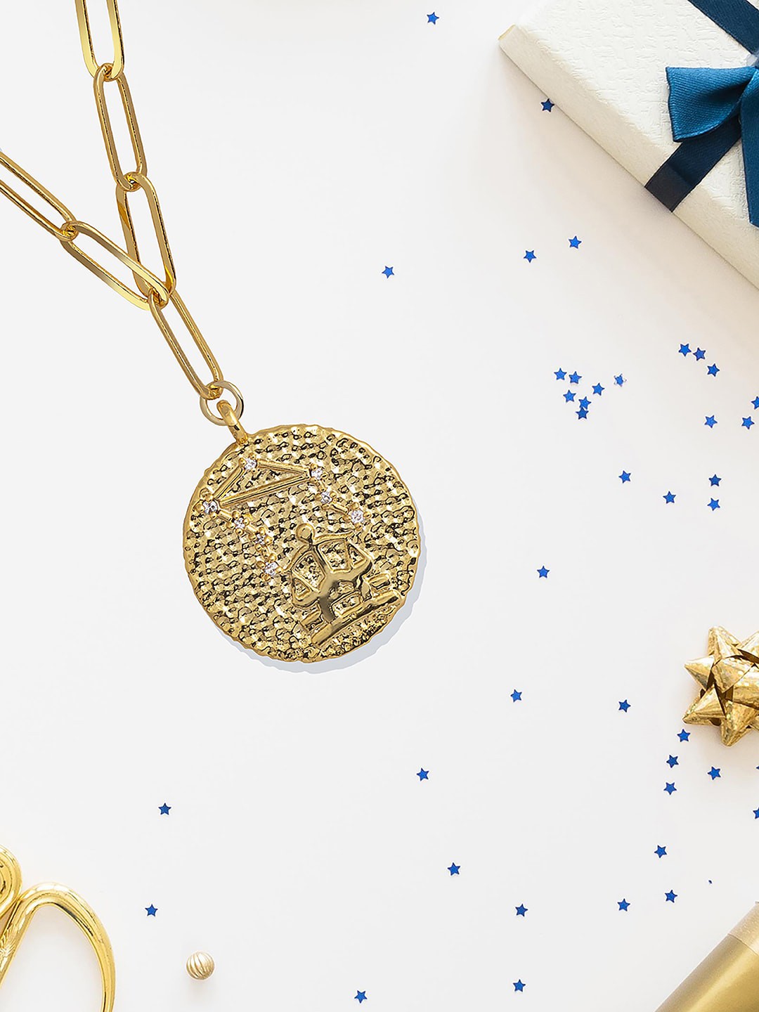 

MNSH Brass Gold-Plated Libra Necklace