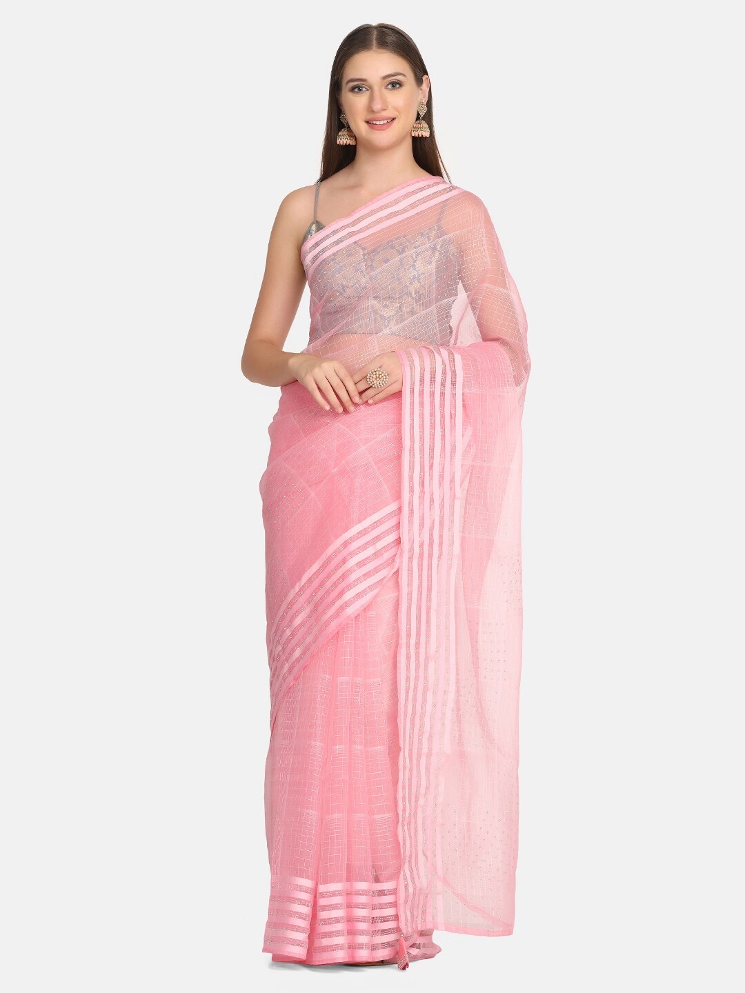 

BOMBAY SELECTIONS Pink Woven Design Organza Saree