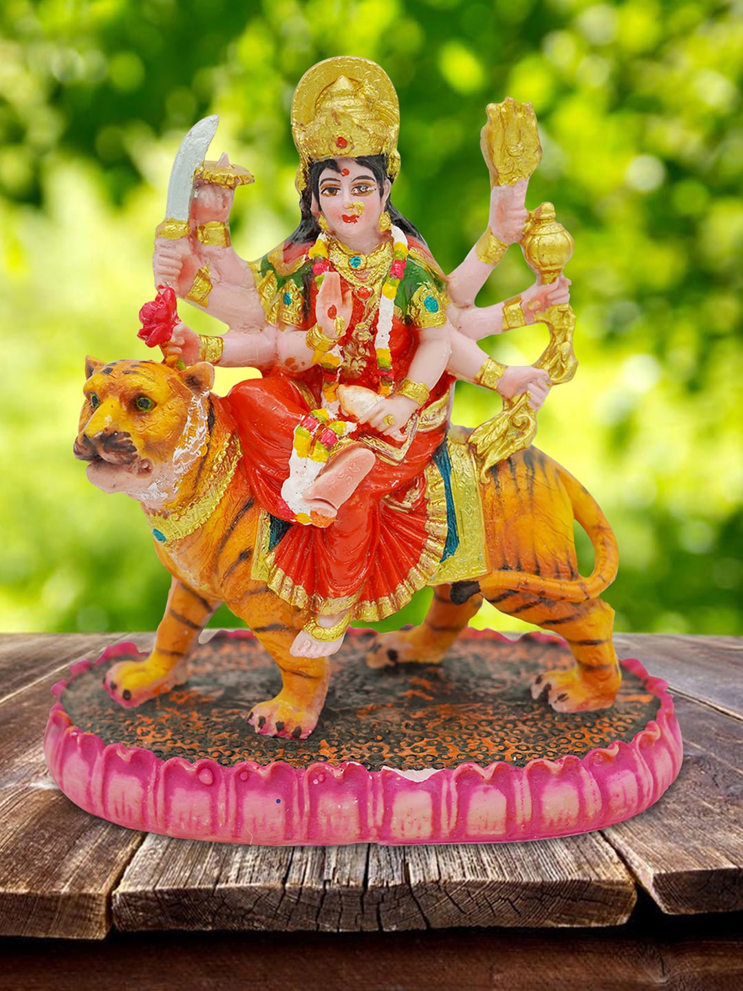 

Gallery99 Gold-Colored & Red Goddess Mata Durga Idol Showpieces