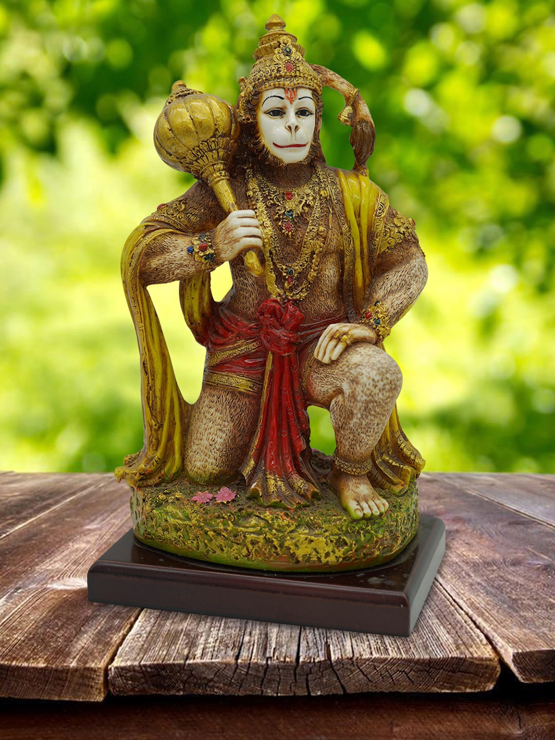 Gallery99 Gold & White Handpainted Lord Hanuman Decorative Showpiece Idol