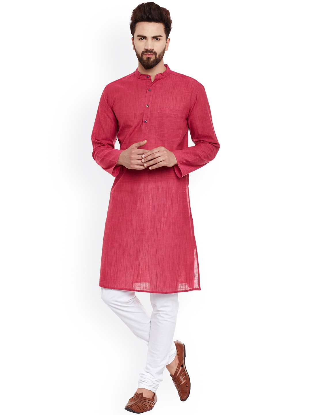 

even Men Red Solid Straight Kurta