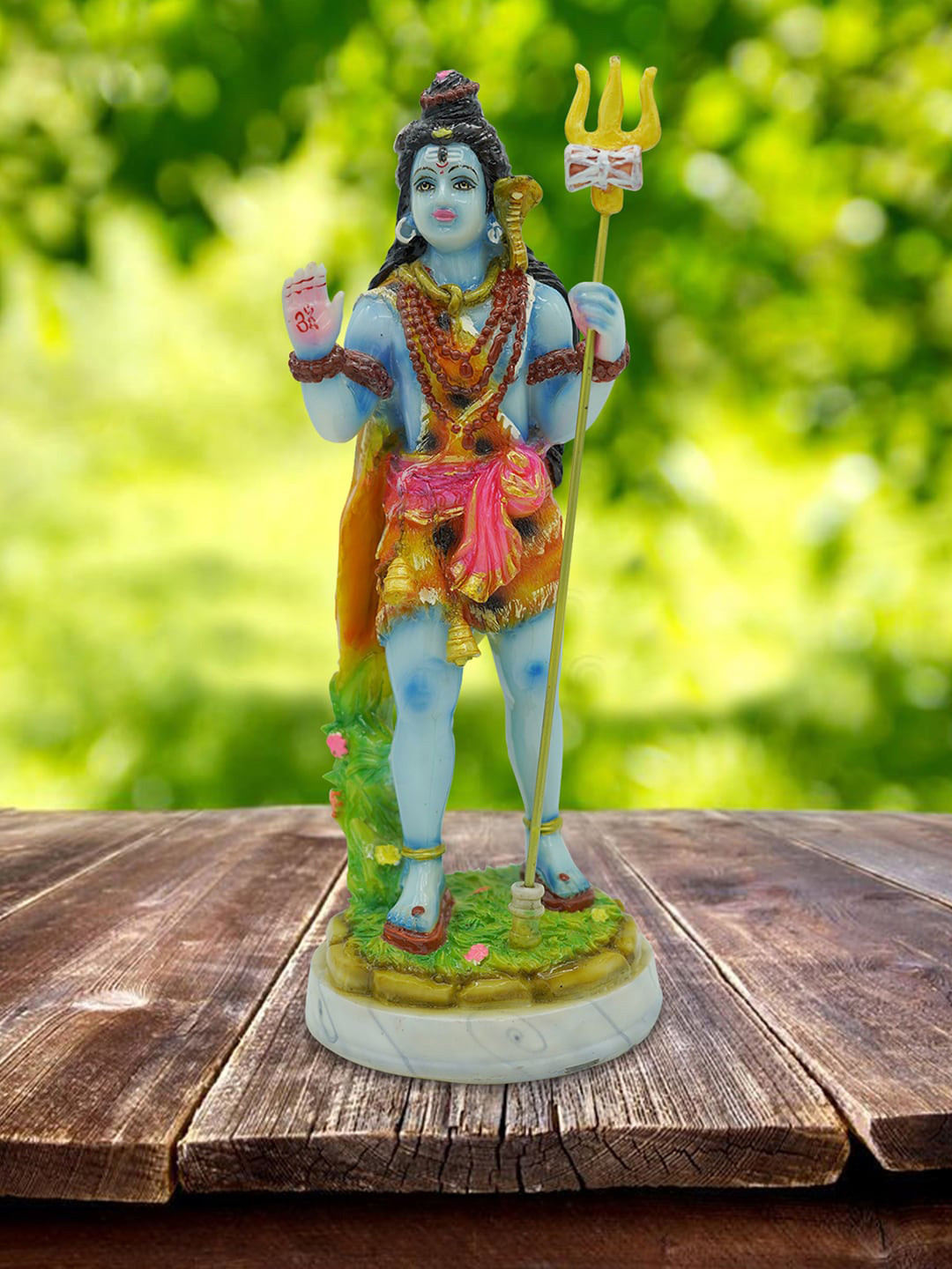 

Gallery99 Blue & Orange Hand painted Lord Shiv Ji Idol Showpieces