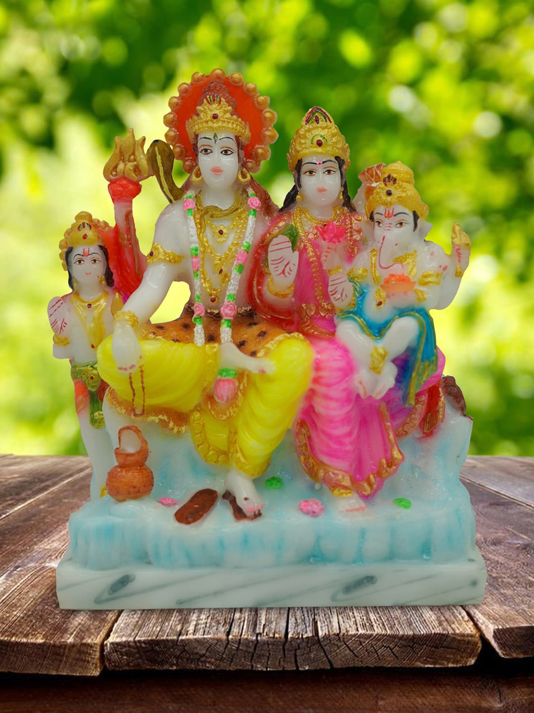 

Gallery99 Multi Colored Hand painted Shiva Family Showpieces, Blue