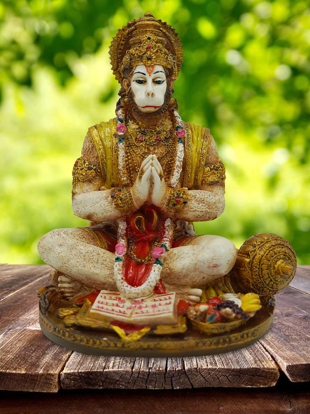 

Gallery99 Gold-Toned & white Handpainted Lord Hanuman Showpiece
