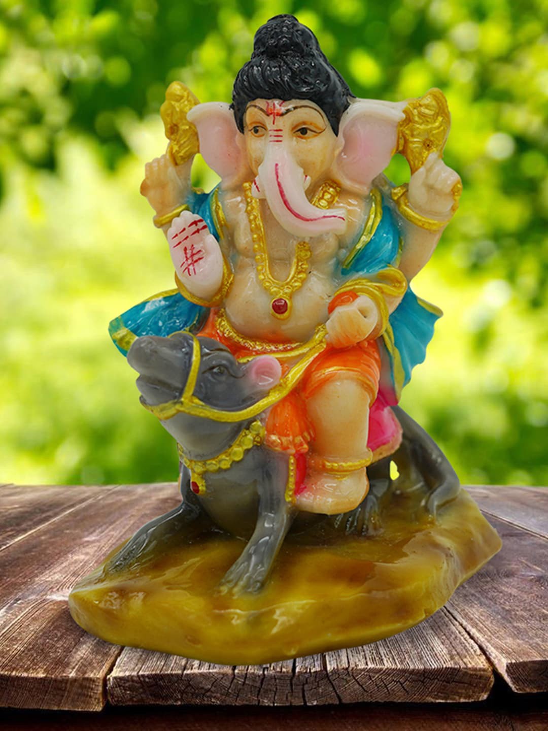 

Gallery99 Gold & White Hand-Painted Lord Ganpati Idol Showpiece