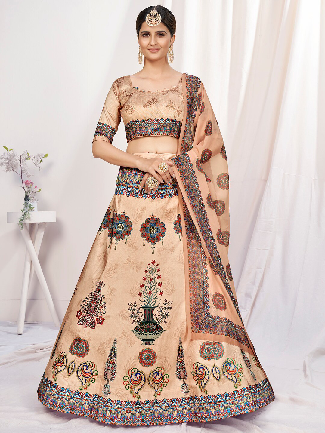 

WHITE FIRE Women Cream Lehenga Choli