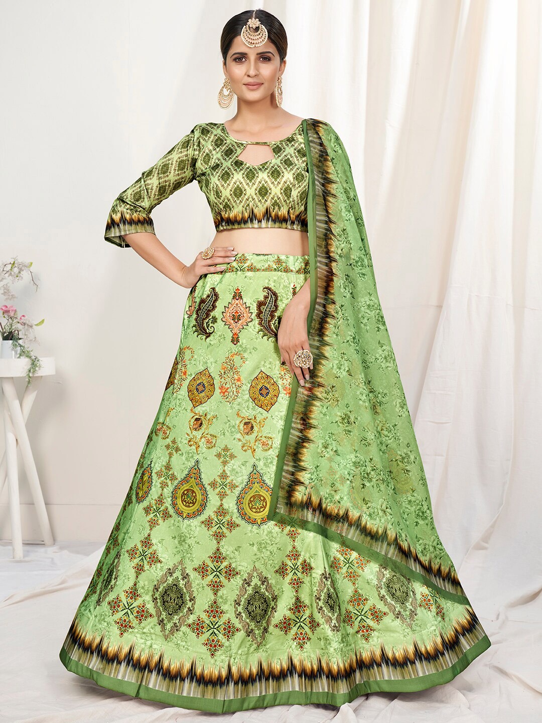 

WHITE FIRE Women Green Lehenga Choli