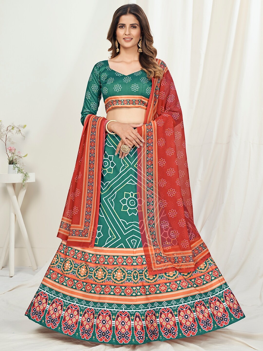 

WHITE FIRE Women Green Lehenga Choli