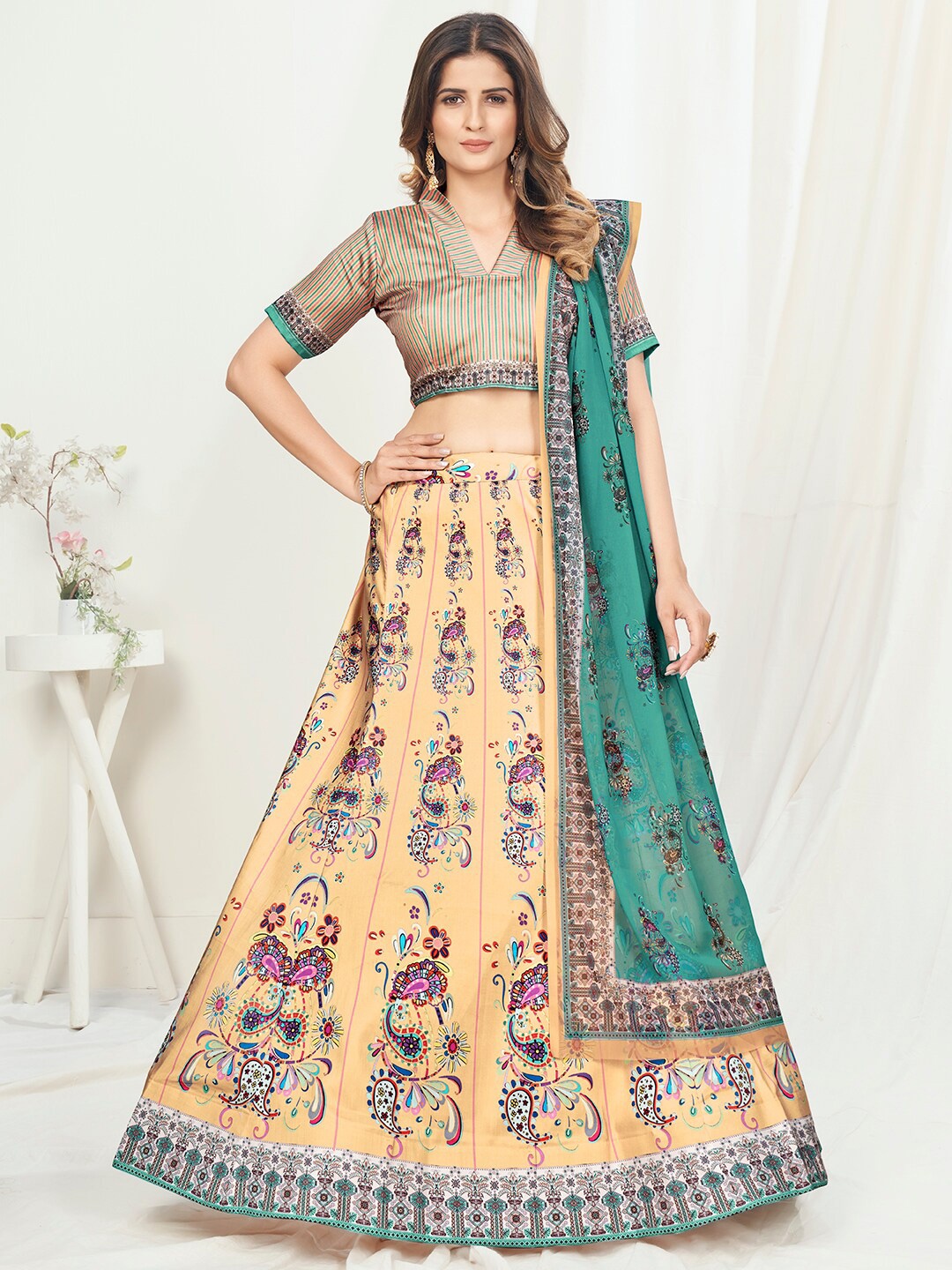 

WHITE FIRE Women Cream Lehenga Choli