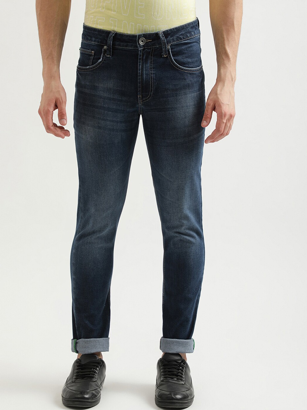 

United Colors of Benetton Men Navy Blue Skinny Fit Light Fade Jeans