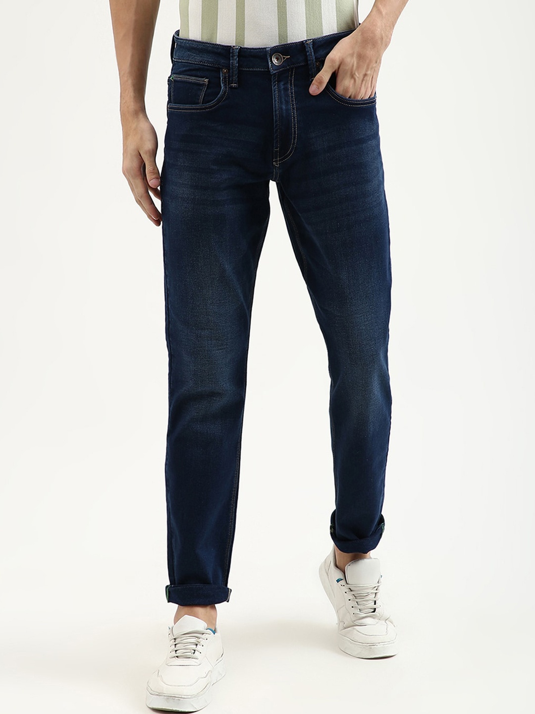 

United Colors of Benetton Men Navy Blue Straight Fit Light Fade Jeans