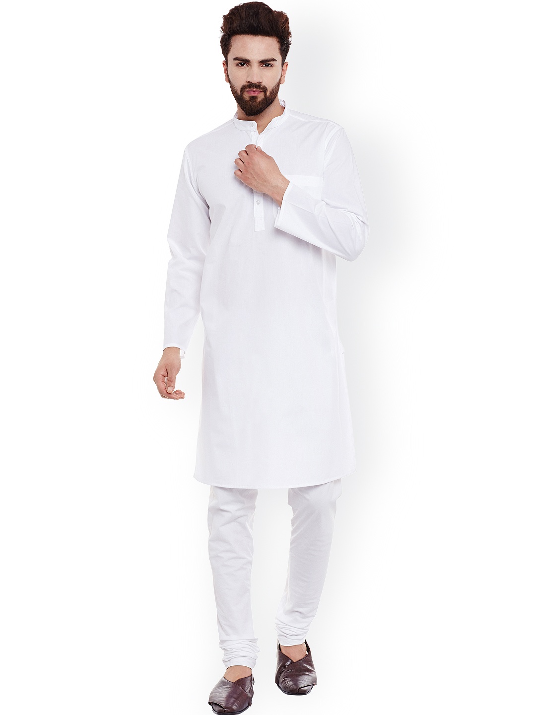 

even Men White Solid Straight Kurta