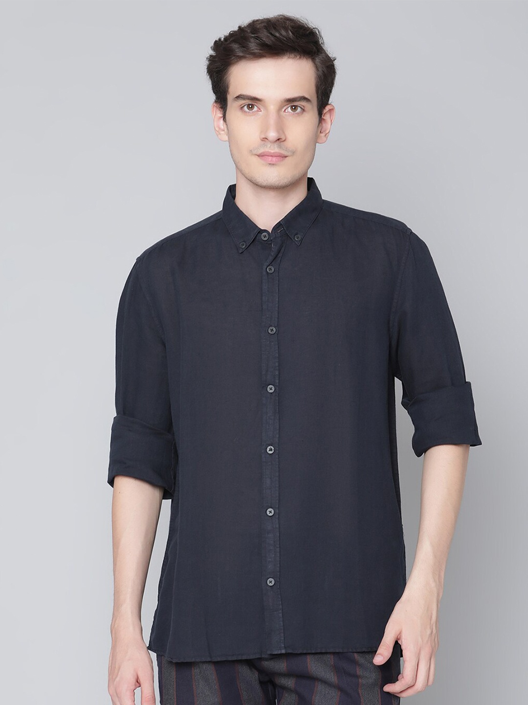 

Antony Morato Men Blue Slim Fit Cotton Linen Casual Shirt