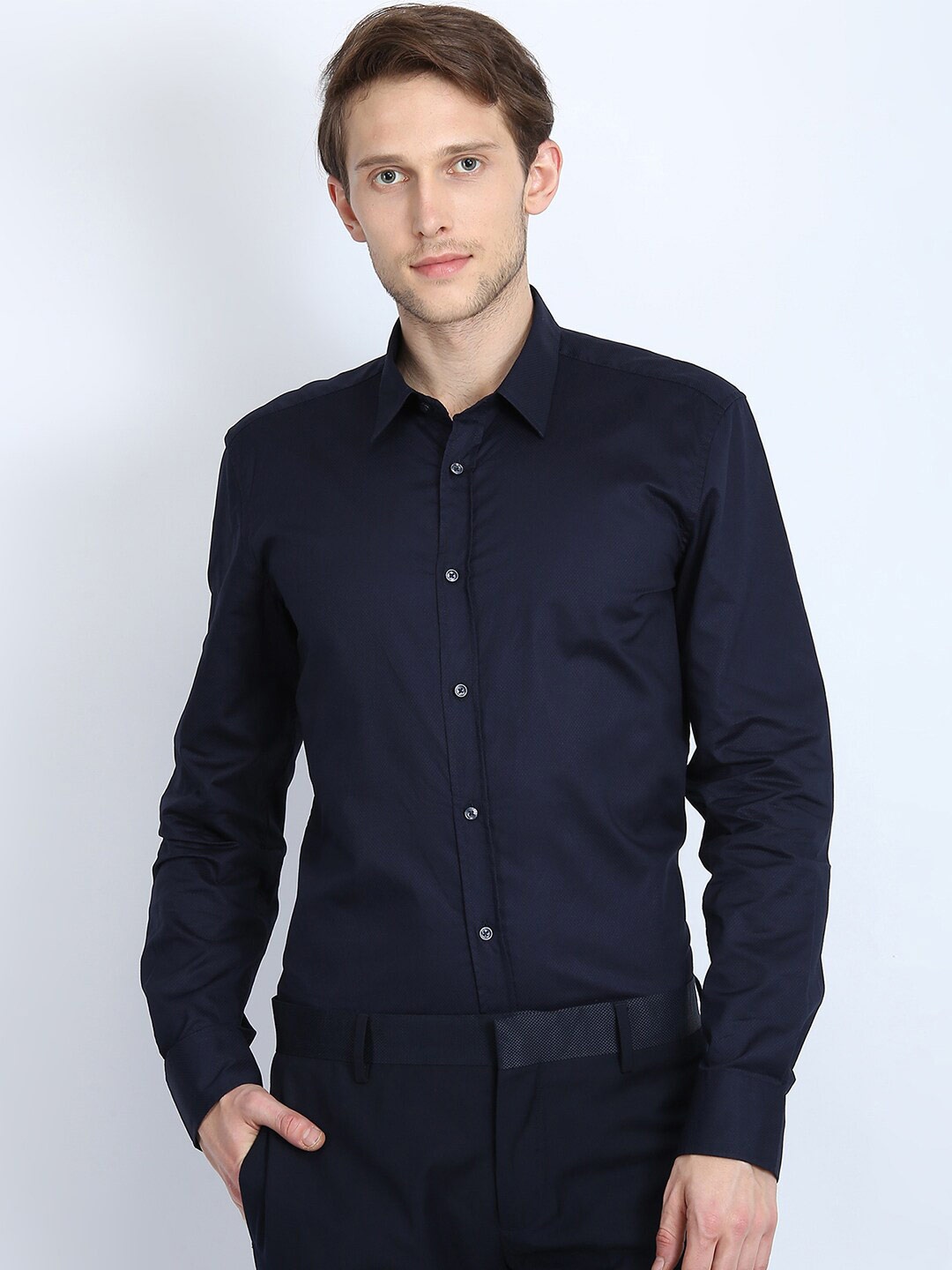 

Antony Morato Men Navy Blue Slim Fit Casual Shirt