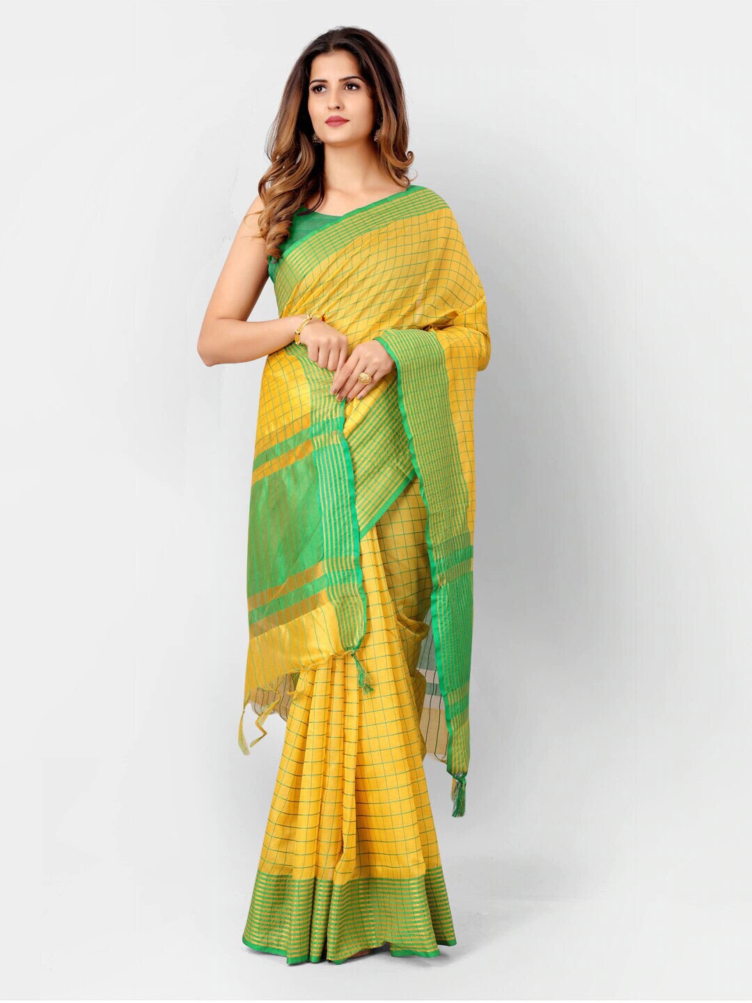 

KALINI Women Yellow Sarees