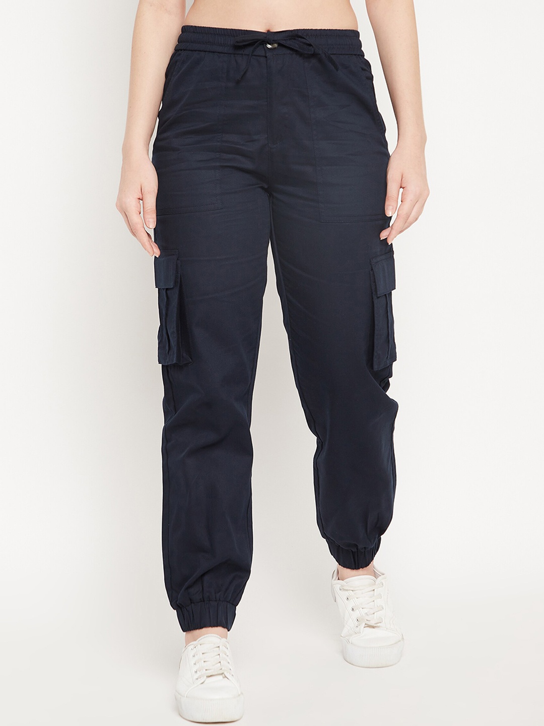 

Madame Women Navy Blue Cargos Trousers