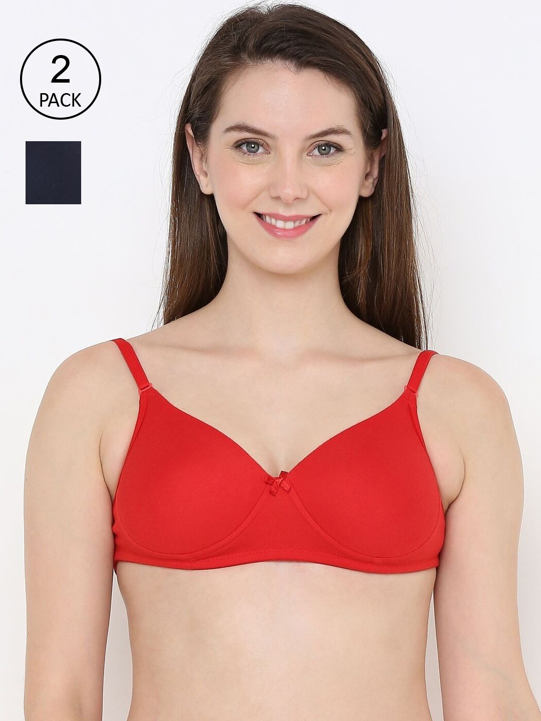 

Berrys Intimatess Pack of 2 Red & Navy Blue Bra - Lightly Padded