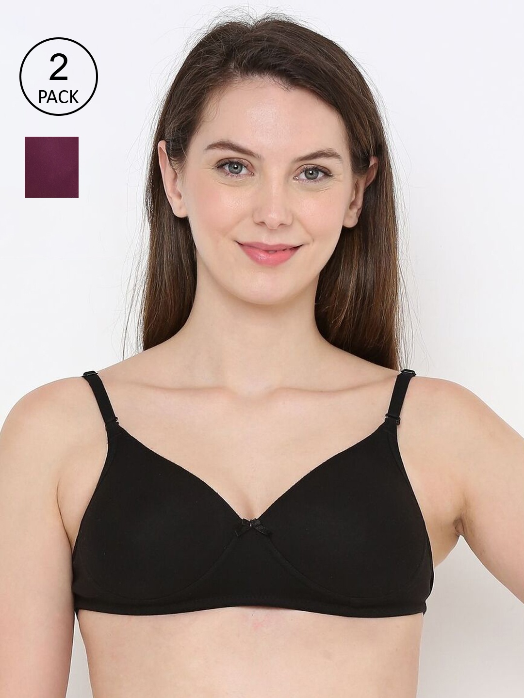 

Berrys Intimatess Pack Of 2 Black & Violet In Skin By Berry's Lightly Padded Bra