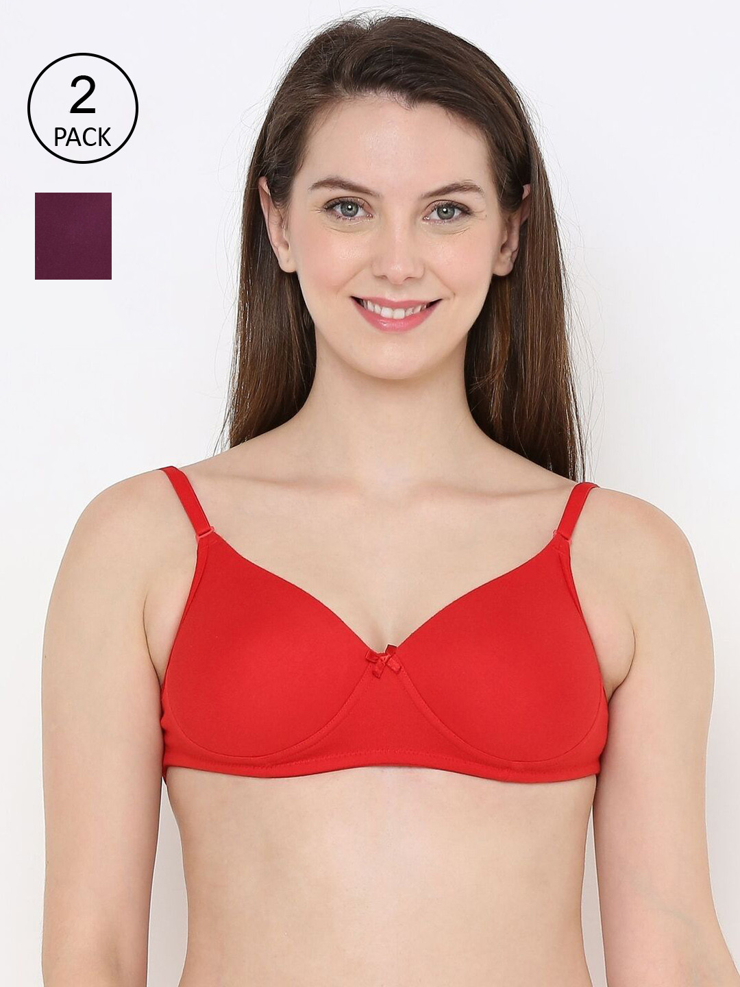 

Berrys Intimatess Set Of 2 Red & Violet Lightly Padded Bra