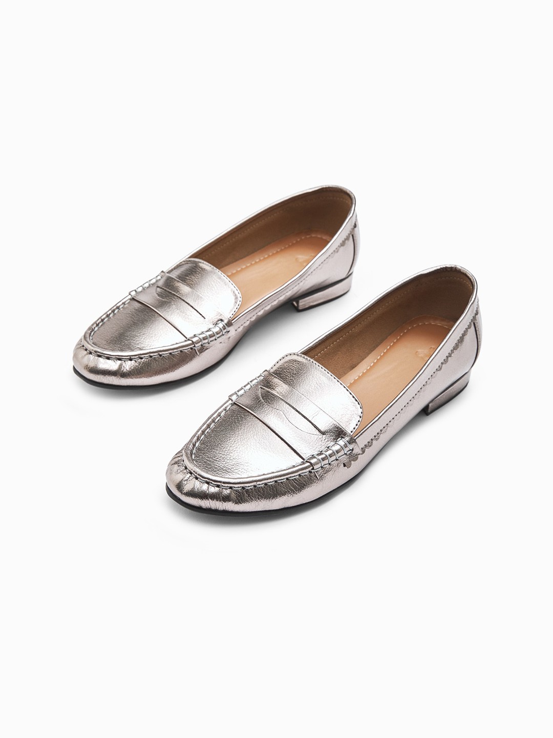

The Label Life Women Grey Cutout Strap Leather Loafers
