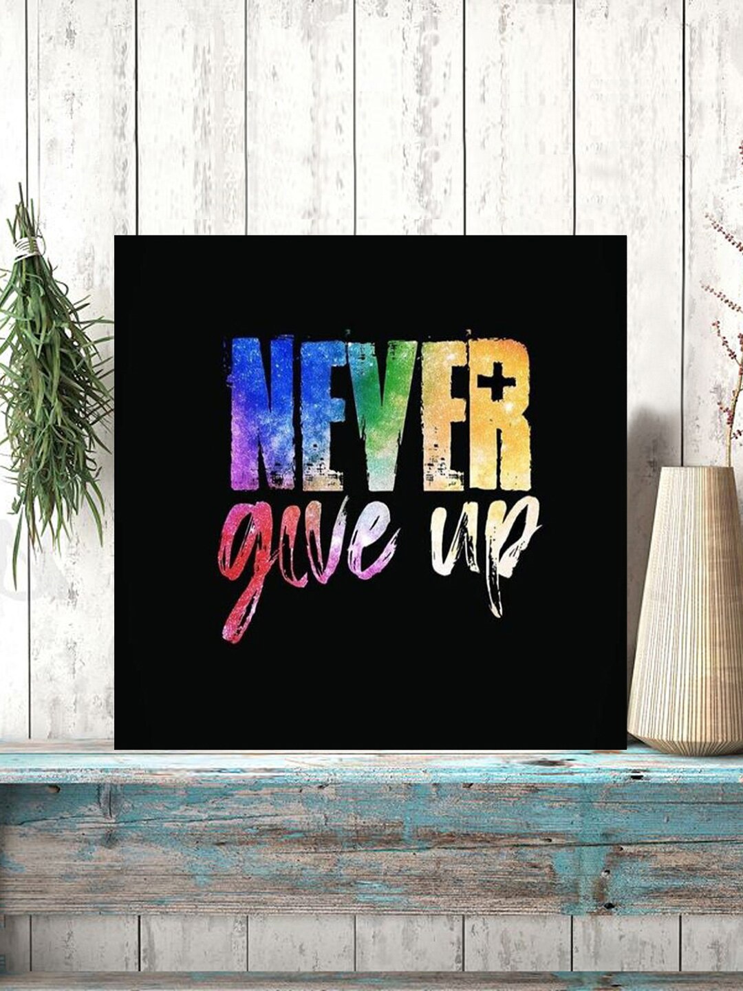 

Gallery99 Black Never Give Up Textured Wooden Wall Art