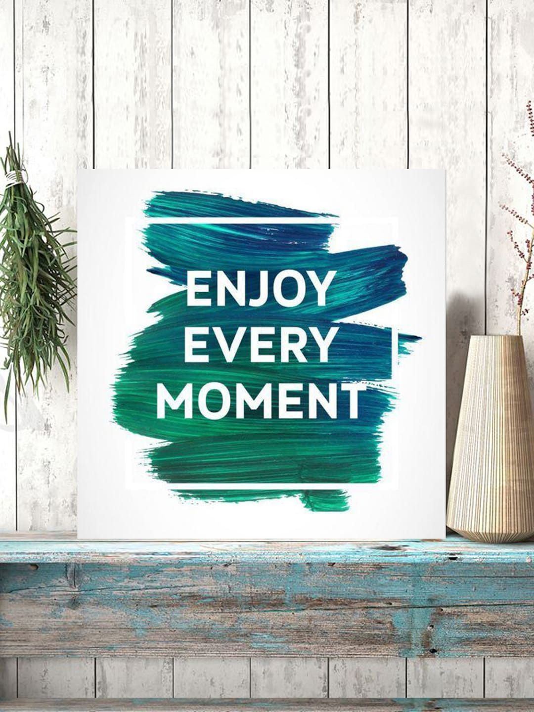 

Gallery99 White & Blue Enjoy Every Moment Textured Framed Wall Painting