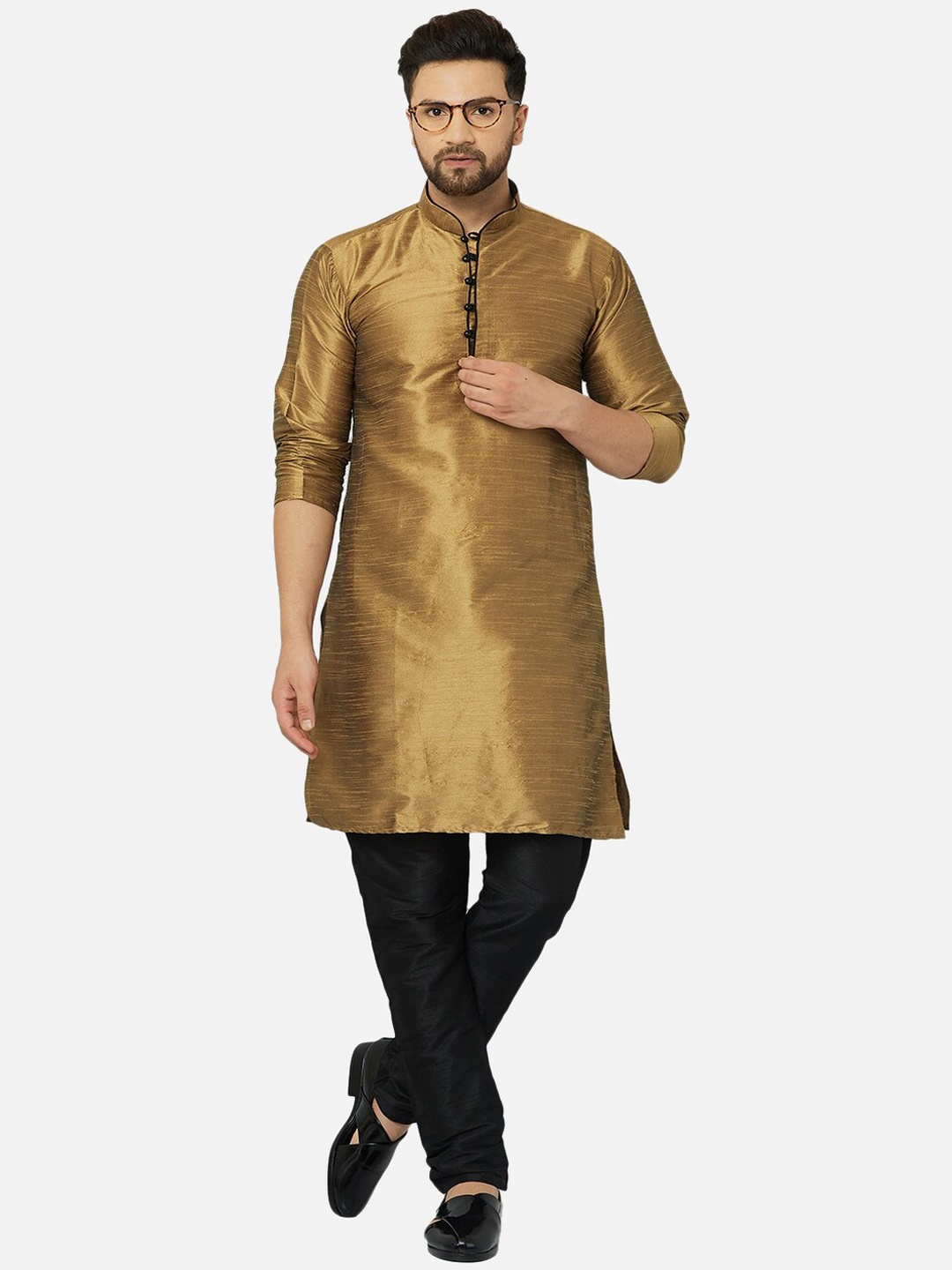 

Kaifoo Men Golden Kurta with Pyjamas, Gold
